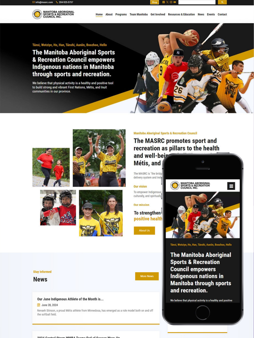 Manitoba Aboriginal Sport and Recreation Council MASRC Indigenous web design